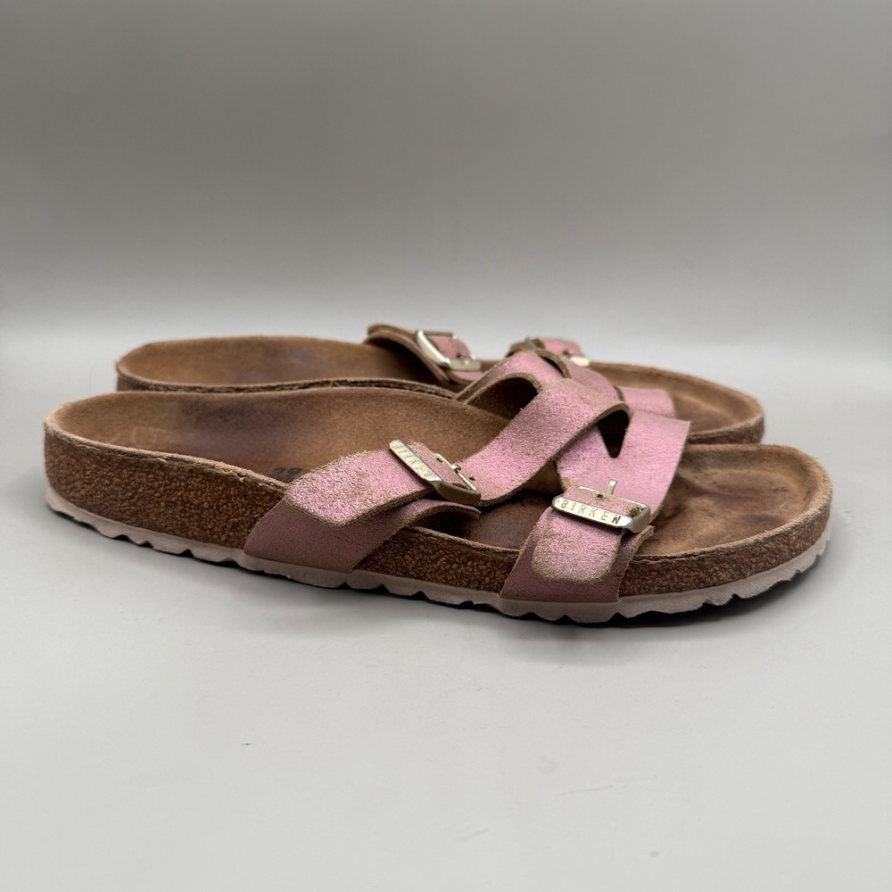 Birkenstock Salina Sandals Womens 39 Metallic Strappy Pink‎